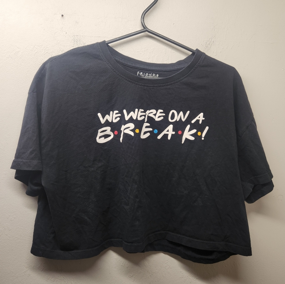 Friends we were on a break crop top black xl size 16 youth